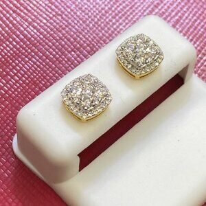 1Ct Round Cut Real Moissanite Men's Cluster Stud Earrings screw back/a1